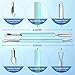 2PCS Metal Teal Cyan Cuticle Pusher and Cutter Remover Salon Stainless Steel Gel Nail Polish Peeler Scraper Durable Professional Manicure Pedicure Cleaner Tool For Fingernail and Toenail