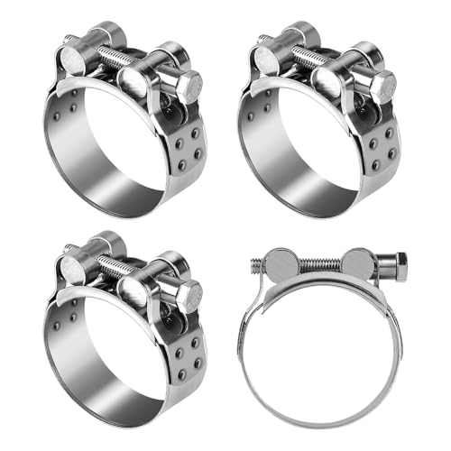 EFUTURETIME 4pcs Abrazaderas de Manguera de Acero Inoxidable 48-51 mm, 22 mm de Ancho, Abrazaderas de Perno, Clips de Ductos para Tubo de Escape de Motocicleta, Tubos