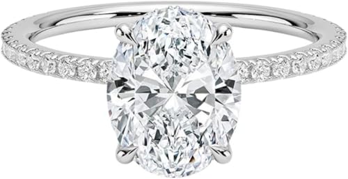 Moissanite Engagement Ring, 1-3 CT Oval Cut, Hidden Halo Solitaire Pave Setting Ring For Women 10K 14K 18K Solid Gold & 925 Sterling Silver