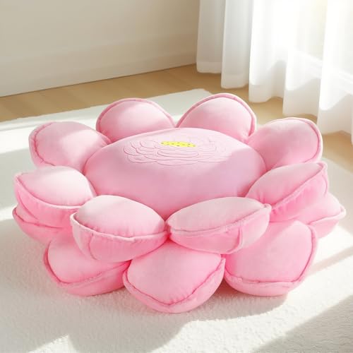 Lotus Flower Floor Pillows, Large Cushion Inspired by Lotus Flower Design, Decorative Seating for Living Room, Bedroom, and Lounge, Soft Washable Floor Cushion for Relaxation, and Family Activities