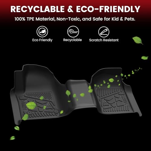 Image of LASFIT Front Floor Mats 2019-2026 for Chevrolet Silverado /GMC Sierra 1500, 2020-2026 Silverado /Sierra 2500HD 3500HD, Only Regular Cab /Bench Seat, All Weather TPE Custom Floor Liners, 1st Row Only
