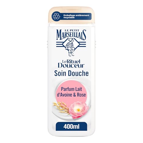 Le Petit Marseillais – Soin Douche Surgras Parfum Lait d’Avoine & Rose - Le Rituel Douceur (flacon de 400ml) - Crème de Douche nutrition intense