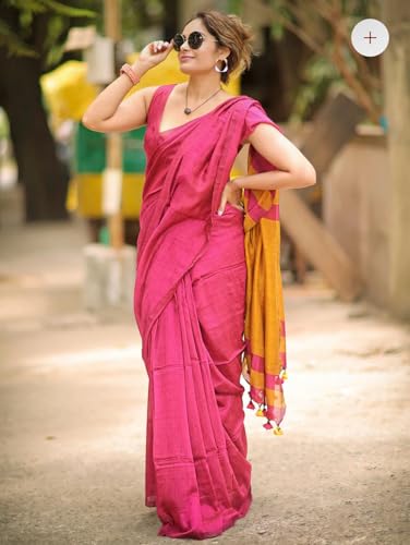 Image of Designer Cotton Saree with Floral Print Blouse, Maroon and Mint Green, Tasseled