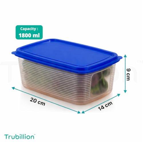 Image of PureChill Set of 6 Fridge Storage Containers 1800ml BPA Free Food Grade Plastic Stackable Transparent Boxes Freezer Safe for Vegetables Fruits Snacks Kitchen Made in India