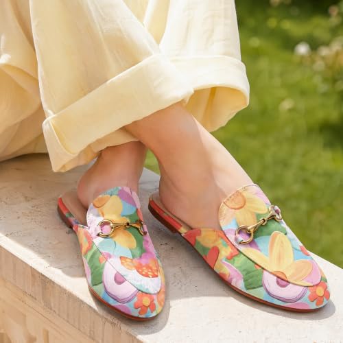 Image of Minorsu Buckle Mules for Women Flats Loafers Shoes for Work Office Business | Slip on,Round Toe,Backless,Slides, Casual