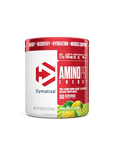 Dymatize AminoPro + Energy Endurance Amplifier Powder, Reinforced with Caffeine, Electrolytes & Amino Acids, Lemon Lime, 9.52 Oz