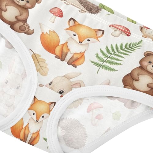 Cute Watercolor Woodland Animals Panties for Girl Girls Underwear Toddler Cotton Animals Briefs Kids Undies 2t4