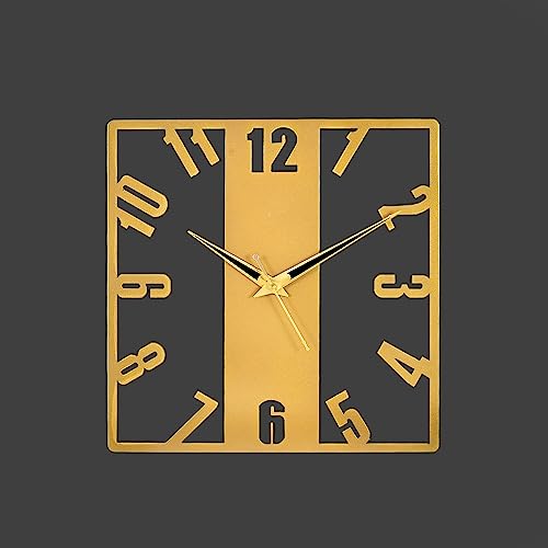 Image of METSY Metal Laser Cut Numerical Analogue Art Wall Clock Black & White for Home and Office | Metal Wall Art | Decor Items (Rectangular)
