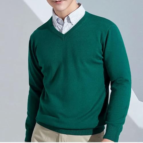 V Neck Solid Color Slim Fit Pullover Sweater Mens Spring Autumn Casual Fashion Elegant Business3