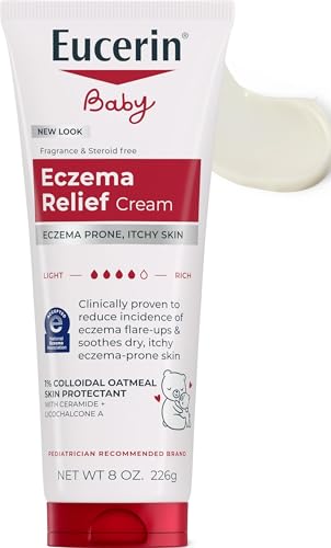 Image of Eucerin Baby Eczema Relief Body Cream, Fragrance and Steroid Free, 8 OZ | Baby Eczema Cream with Colloidal Oatmeal and Ceramide, Soothes Eczema-Prone Skin, Fragrance Free, Steroid Free