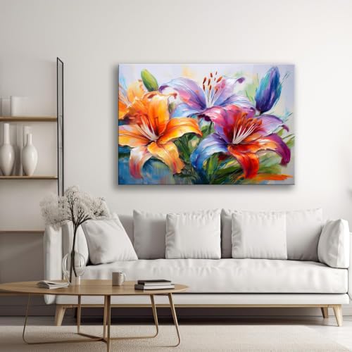 Cuadro de lirios coloridos para llenar de arte moderno y vida las paredes de tu dormitorio 3