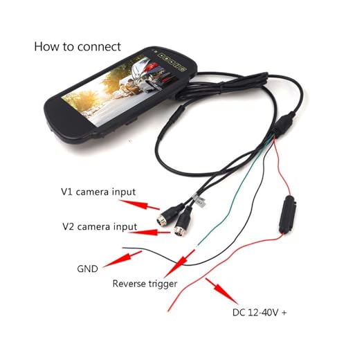 Rear View Mirror, 7 HD Backup Camera Mirror, Wired Car Rear View Mirror Monitor with 4PIN Connector - Image 3