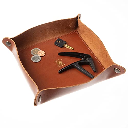 USA Handmade Premium Leather Valet Tray, Folds Flat! Dice Rolling