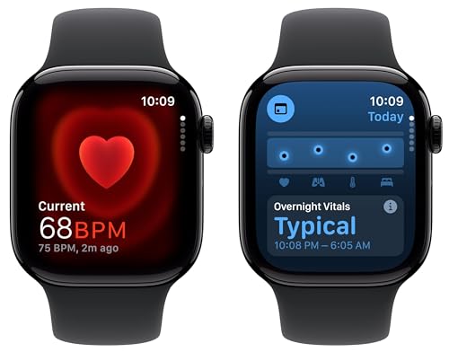 Image of Apple Watch Series 10 (GPS, 42MM) Jet Black Aluminum Case with Black Sport Band, M /L (Renewed)