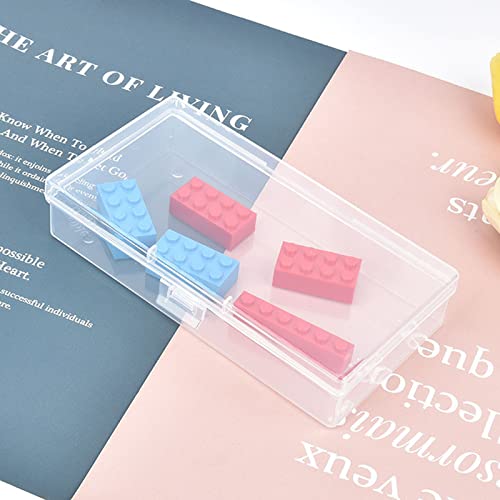 Image of 12 Pack Rectangular Clear Plastic Storage Containers | 5.7 x 2.95 x 1.18 inch, Hinged Lid, For Beads and Small Craft Items
