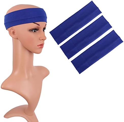 MapofBeauty 3 Pack Yoga Headbands Stretchy Cotton Head Band Hairwarp Sports Running Exercise Gym (Black)