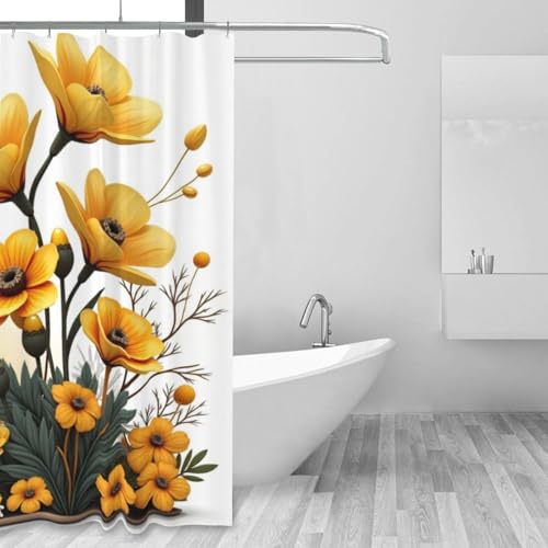 Rideau de douche opaque imperméable et lavable avec crochets