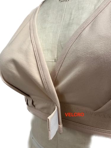 Adaptive Bra with Easy-On Velcro Closure - Arthritis, Post Surgery, Leisure, Sleep, Breastfeeding Bra Nude3