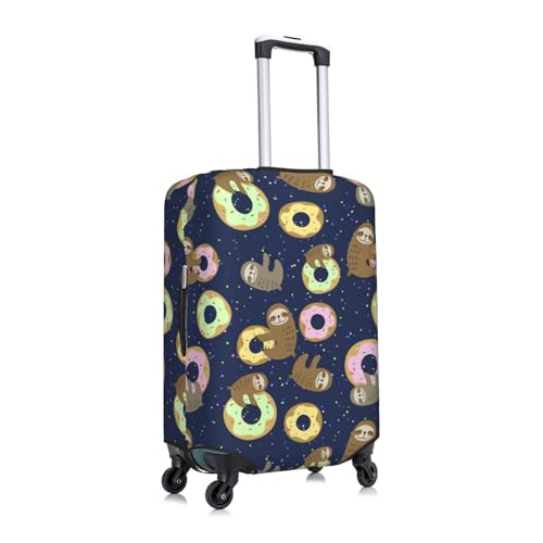 Sloth with Donuts Luggage Cover TSA Approved Stylish Dust and Scratch Resistant Luggage Case Protector Washable Elasticated Luggage Covers for Kids and Adults2