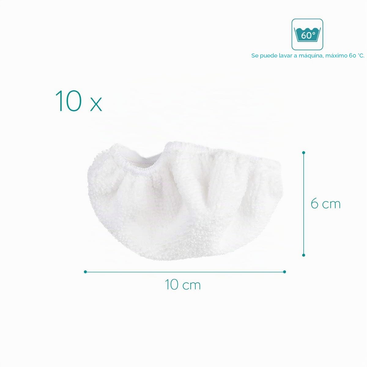 Navaris Paño de Microfibra para Vaporeta Aspiradora - Set 10x Mopa para Vaporeta de Repuesto Aspiradora Vapor Eléctrica 46387-6 x 10 cm