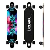 Longboard Erwachsene Kinder Mädchen Anfänger Jungen mit ABEC--11 Kugellagern, 106cm Longboards Cruiser (Schädel)