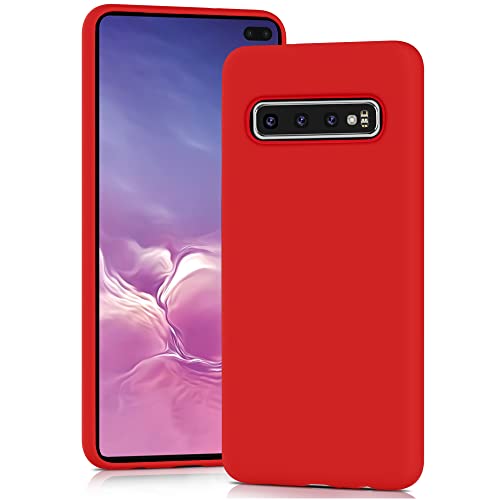 YATWIN Cover per Samsung Galaxy S10 Plus, Custodia in Silicone Morbido con Tagli di Precisione per Fotocamera, Protezione 360° con Bordi Rialzati, ‌Rosso‌