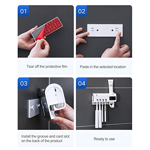 DECDEAL Toothbrush Sanitizer Intelligent Photocatalyst Escova de dente Sanitizer montado na parede S
