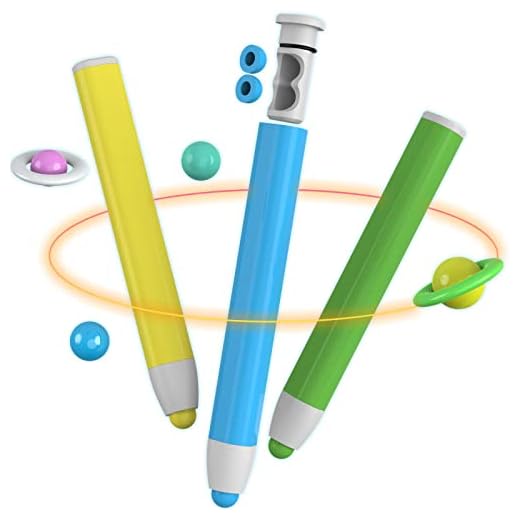 Ciscle Updated Kids Stylus Pen for Touch Screens, Silicone Fun Crayon Stylus with Replaceable Tip Compatible for Apple iPad/Air/Mini/Pro/Dragon Touch/Chrome Android Tablets (Yellow+Blue+Green)