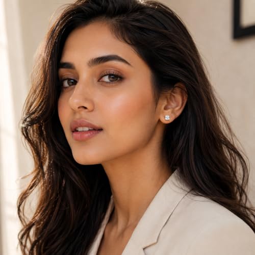 Image of ACCESSHER Gold-Tone Square Contemporary Stud Earrings | Fashion Jewellery, Valentine Gift for Girlfriend | Trendy Earrings for Women and Girls