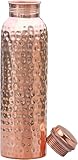 HEMOTOUCH Hammered Copper Water Bottle - 30 Oz Pure Copper Vessel For Drinking Healthy...