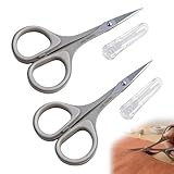 Juego de 2 tijeras para manualidades, curvadas y rectas, tijeras de precisión para costura, bordado, corte de papel, manualidades, acero inoxidable, funda protectora