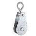 Aexit 0.05T 50Kg Material Handling Cargo Lifting Tackle Single Groove Sheave Pulley Snatch Blocks Silver Tone