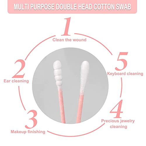 Image of 1000 Pack Cotton Swabs, Individually Wrapped Cotton Swab, Individually Wrapped Double Tipped Paper Sticks for Ear, Make-up(Spiral-Round End)