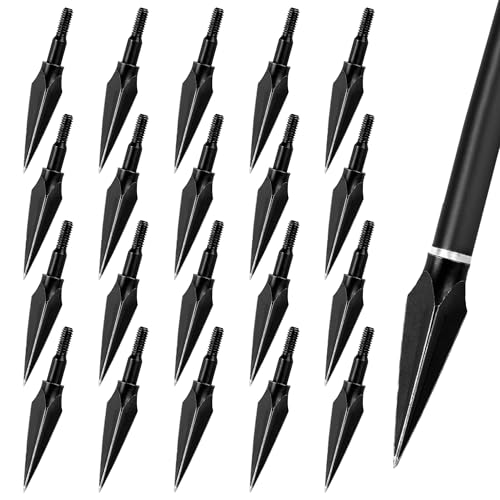 SERfawnCH 20 Flèches de Chasse Traditionnelles 125 Grains pour Arbalète Arc Classique et à Poulies Accessoires Extérieur Acier