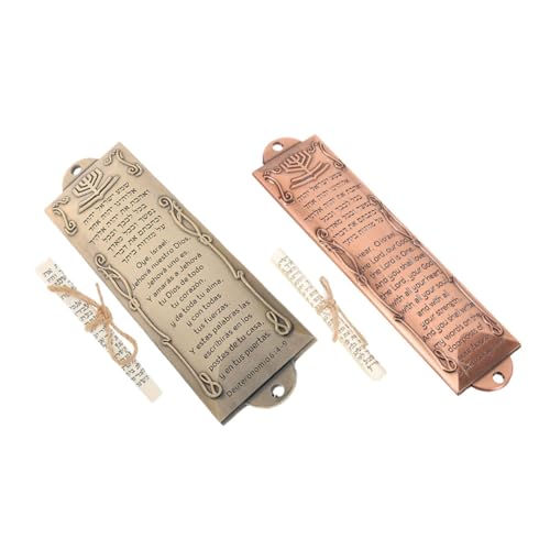Cabilock 2 Sets Antique Finish Jewish Door Blessing Decor for Front Door Weather Resistant and Faithful Scroll for Housewarming English Hebrew Blessing Included