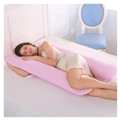 抱き枕 妊婦、 U字型全身用マタニティ枕、洗えるコットンカバー付き(Light red)