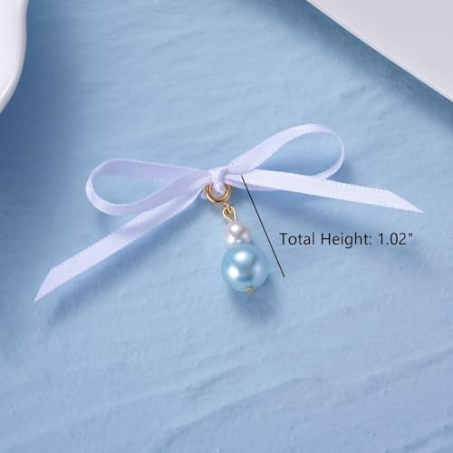Image of MIXJOY Something Blue Gift for Bride, Wedding Day Bridal Blue Pearl Angel Wings Bouquet Garter Charm for Bride to Be