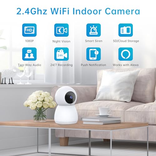 Indoor-Camera-1080P-24GHz-Pet-Camera-Baby-Monitor-360-Cameras-for-Home-Security-Indoor-Dog-Camera-247-Motion-Detection-2-Way-Call-IR-Night-VisionSiren-Compatible-with-Alexa