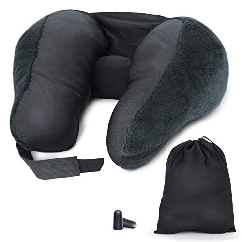 Cloudz Comfy Commuter Classic Travel Neck Pillow - Black/Black