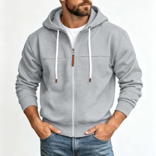Mens Full Zip Hoodies Fashion Fleece Drawstring Hooded Sweatshirts Jackets - image 2