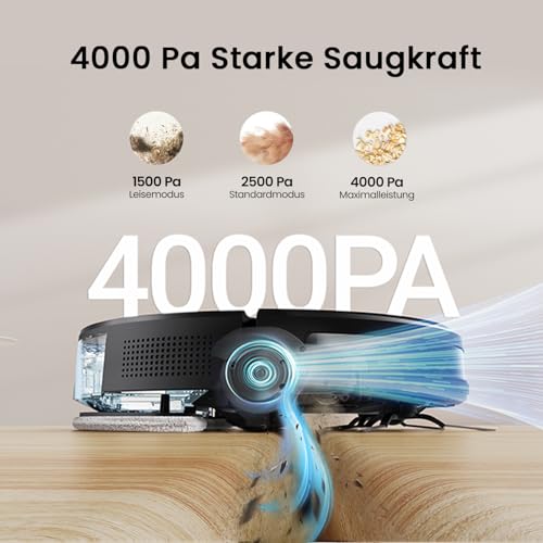 Vexilar W7 Saugroboter mit Wischfunktion, 3 in1 Wischroboter mit 4000Pa Saugkraft, Staubsauger Roboter kompatibel mit Alexa/App Steuerung, Roboterstaubsauger ideal für Tierhaare, Teppich Hartböden – Bild 5