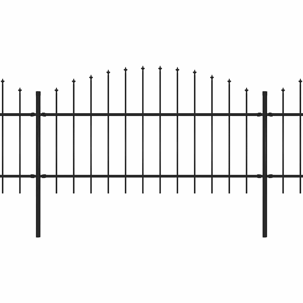 Garden Fence with Spear Top Steel 714.5x125 cm Black 4 Panels 5 Posts Outdoor Security Fence for Yard Privacy and Property Boundary