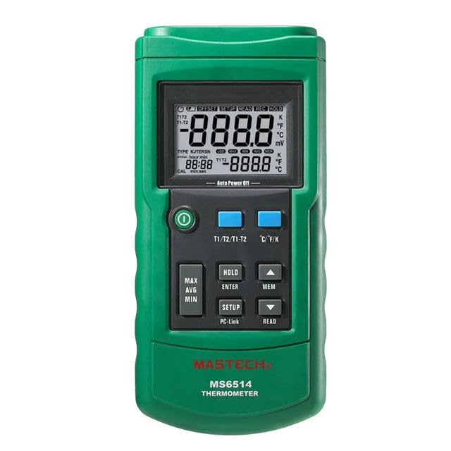 MS6514 Dual Channel Digital Thermometer Temperature Logger with USB, Multi-Thermocouple Supported, 1000 Groups Data Storage for HVAC, Lab & Industrial Use