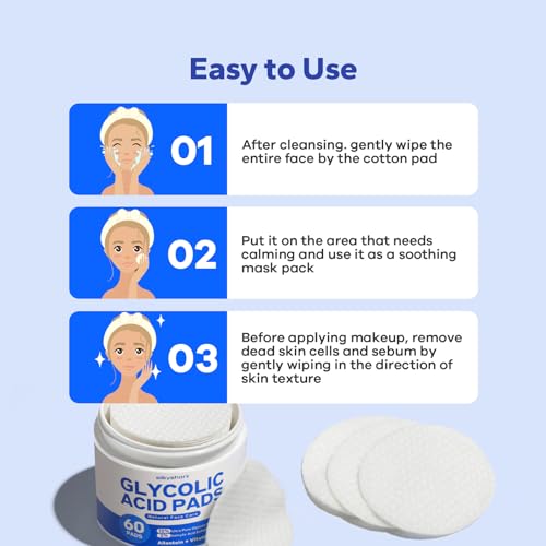 Silkyshark SS-BK-0271 Glycolic Acid Resurfacing Pads (60 Count), 10% Ultra Pure Glycolic Acid + 2% Salicylic Acid, Exfoliating Peel Pads thumb #5