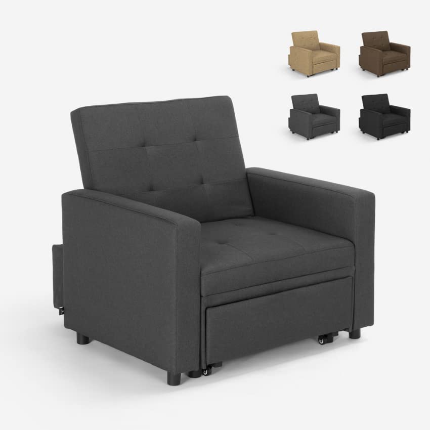 Produce Shop Poltrona Letto Singolo con braccioli Design Moderno salvaspazio Brooke - Grigio