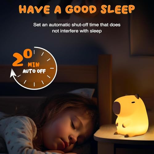 UNEEDE Capybara Night Light White Elephant Gifts - Rechargeable Silicone Touch Lamp, 2-Level Dimmable, 20-Min Timer, Safe Nursery Decor for Kids & Valentines Day Gifts — view 4