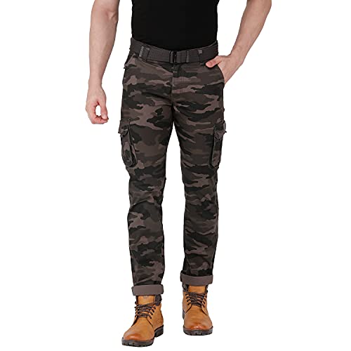 Image of BEEVEE Mens Camouflage Fixed Waist Cargo with Belt