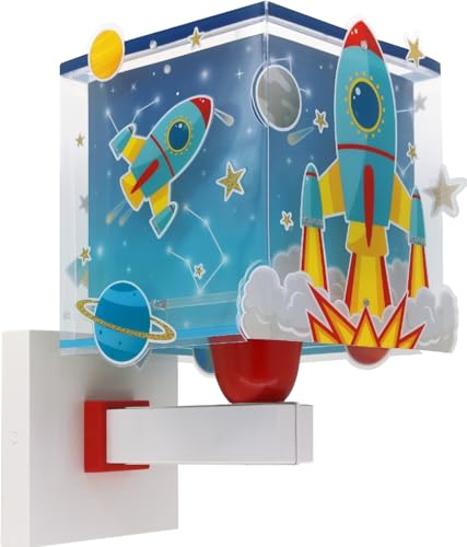 DALBER Aplique Infantil Pared Rocket Cohete Azul 63359 E27 15W con cable e interruptor 2