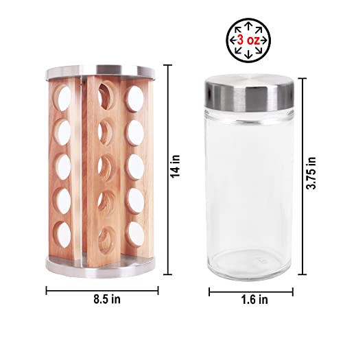 Orii 20 Jar Spice Rack with Spices Included - Tower Organizer for Kitchen Spices and Seasonings, Free Spice Refills for 5 Years (Natural Acacia Wood) - Thumbnail 7