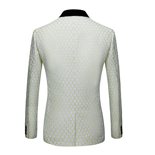 Men's Wedding Suit 3 Piece Polka Dot Print Slim Fit Stand Up Tuxedo Best Men's Breasted Waistcoat3